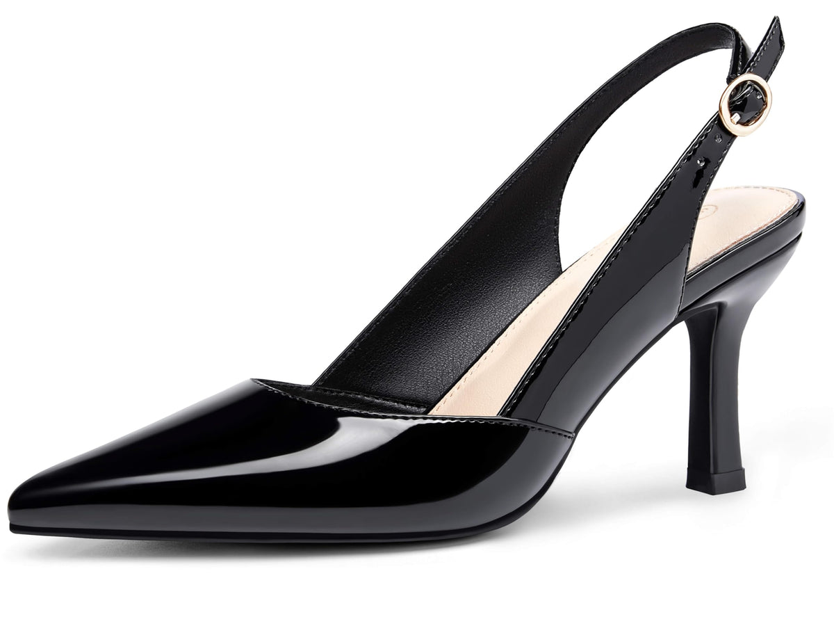 Rilista Women's Slingback Kitten Heels Closed Pointed Toe Backless Wedding Party Dress Pumps Shoes