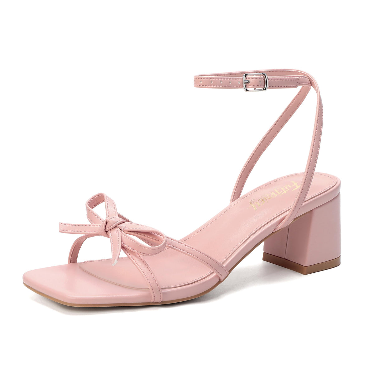Women's Bow Strappy Low Heels | Block Chunky, Square Open Toe, Dress Sandals, Wedding Party