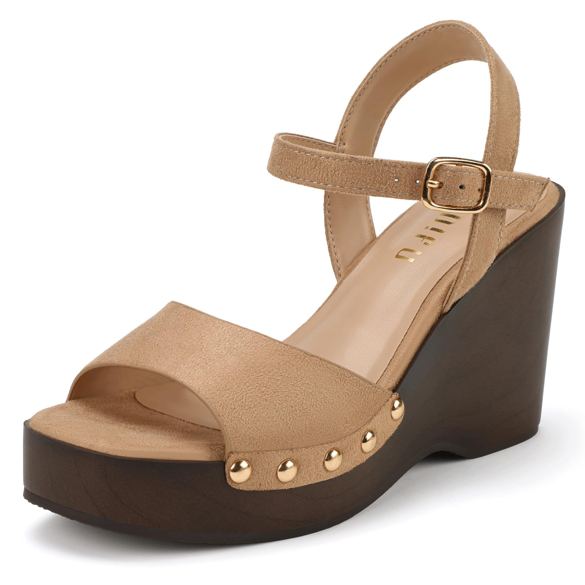 IDIFU IN4 Wedge Sandals for Women Platform Wedge Heels Square Open Toe Dressy Wedges Comfortable Summer Beach Vacation Sandals