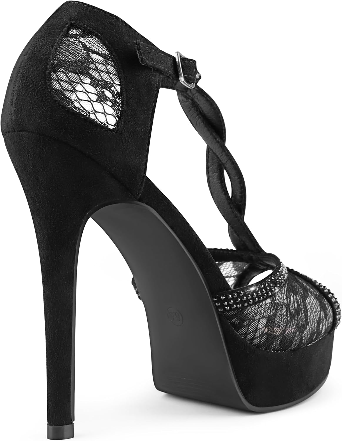 MERUMOTE Peep Toe Platform Stilettos Rhinestone Heels Lace Heels for Women | Sparkly Rhinestone Heels, Glitter Heels, Prom Party Shoes, Evening Shoes