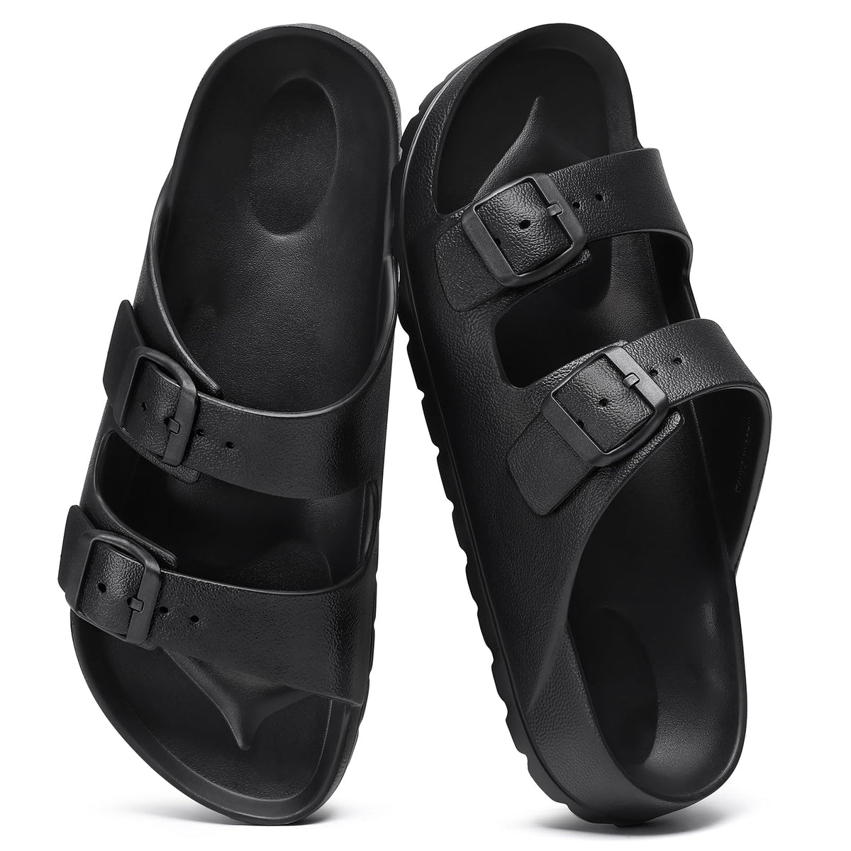 shevalues Women's Comfort EVA Sandals Medium Arch Support Beach Slides | Adjustable Double Buckle, Waterproof, Lightweight, Soft Cushioned, Non-slip, Slip-On