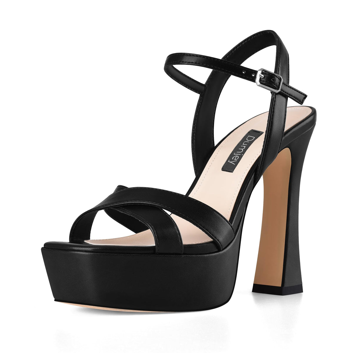 Platform Heels for Women Chunky High Heel Sandals with Ankle Strap | Ankle strap, Square open toe, Sexy pageant heels, Dress evening sandals, Party wedding shoes, Shiny shoes