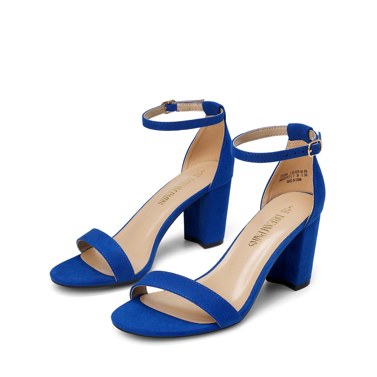 DREAM PAIRS Women's Comfort Block Heel Sandals | Open Toe Adjustable Ankle Strap Chunky Dress Heels, Fashion Heeled Sandals for Prom, Wedding Guest and Formal Events