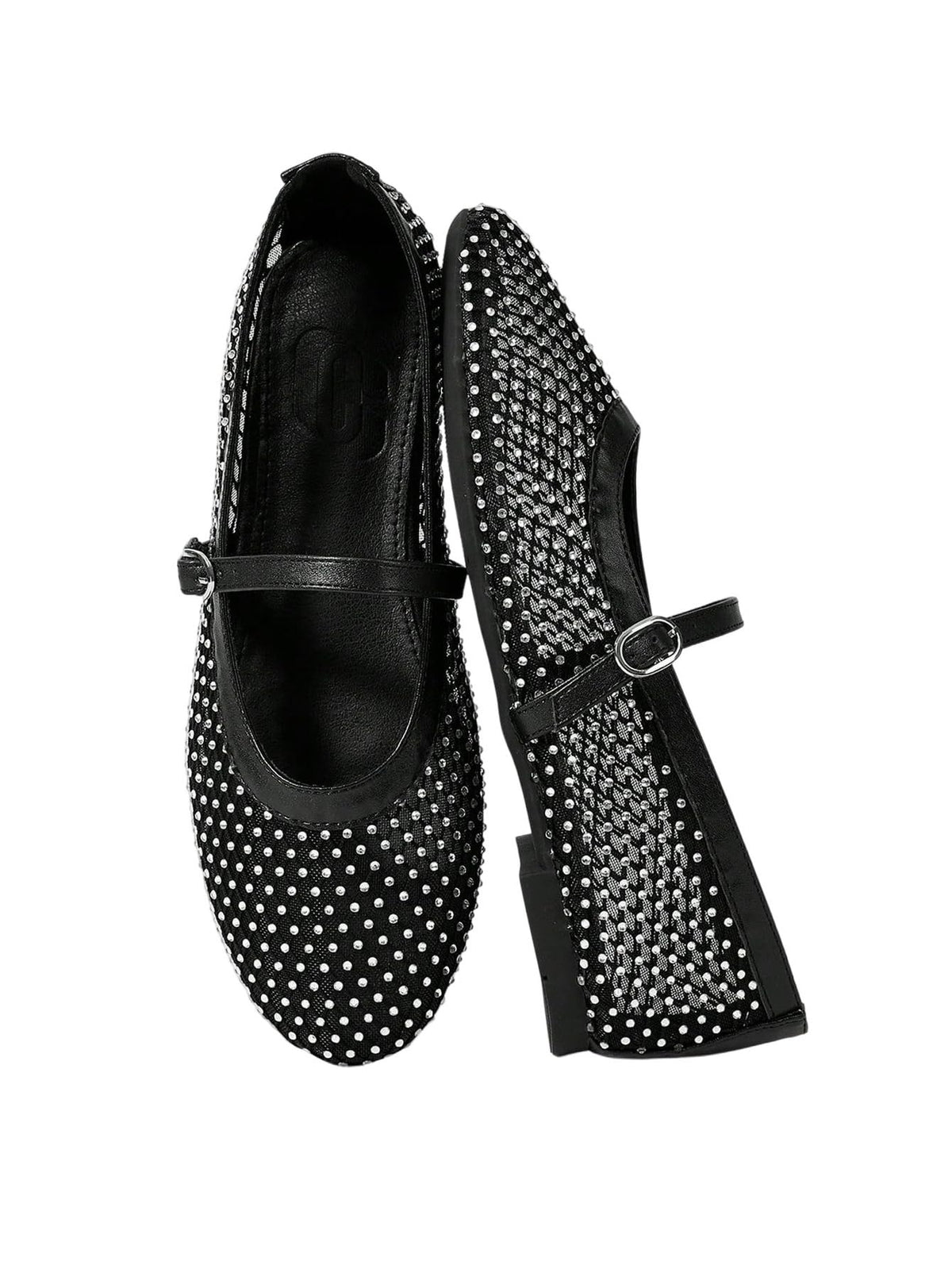 BEAUDRM Women's Polka Dots Mesh Ballet Flats Cute Lace Ballerina Flats | Closed Toe, Square Maryjane Flat, Dressy Casual Work Shoes, Leopard, Lace, Floral, Wedding