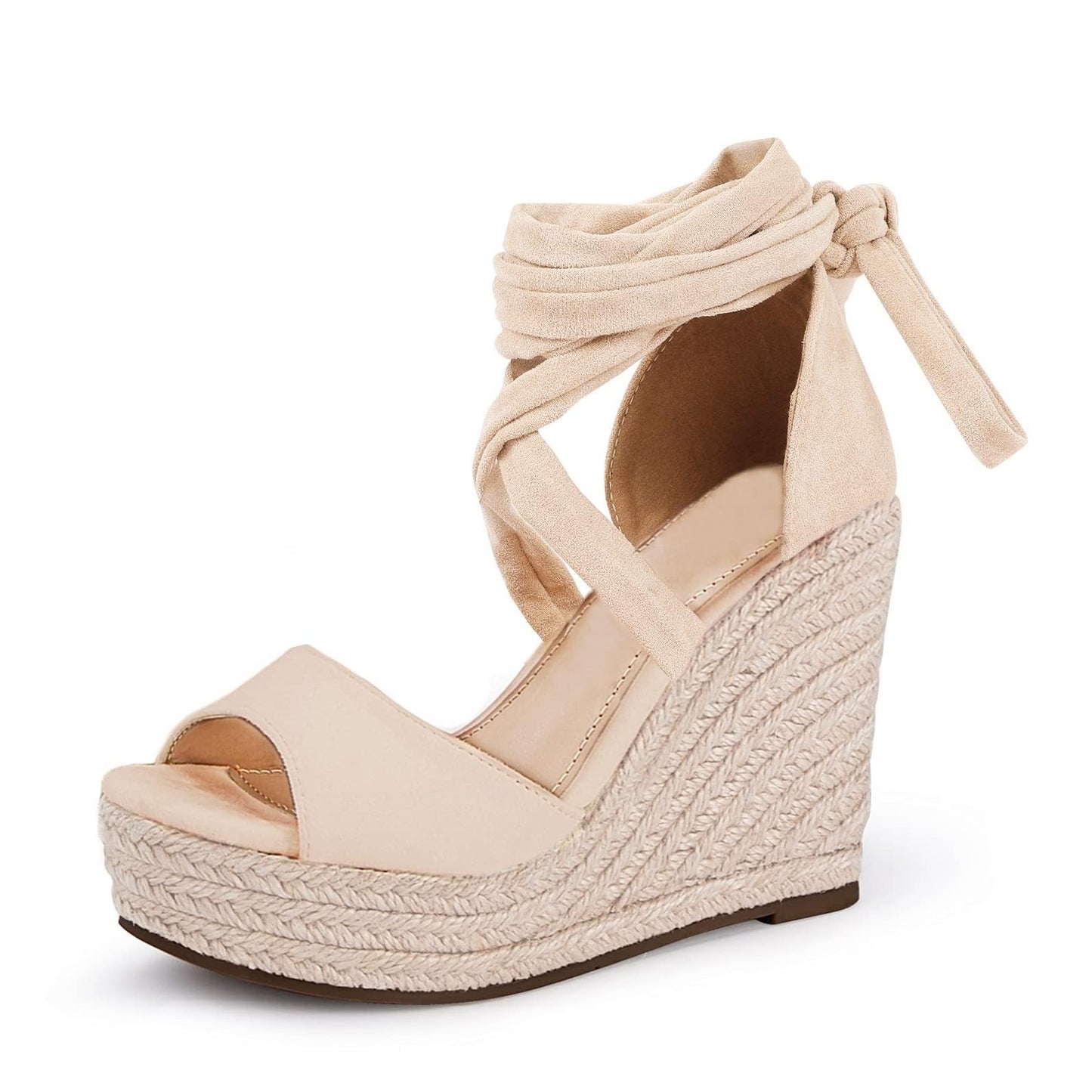 Womens Espadrilles Wedges Sandals Heels Open Toe Tie Lace Up Platform Ankle Strap Summer Dress Shoes