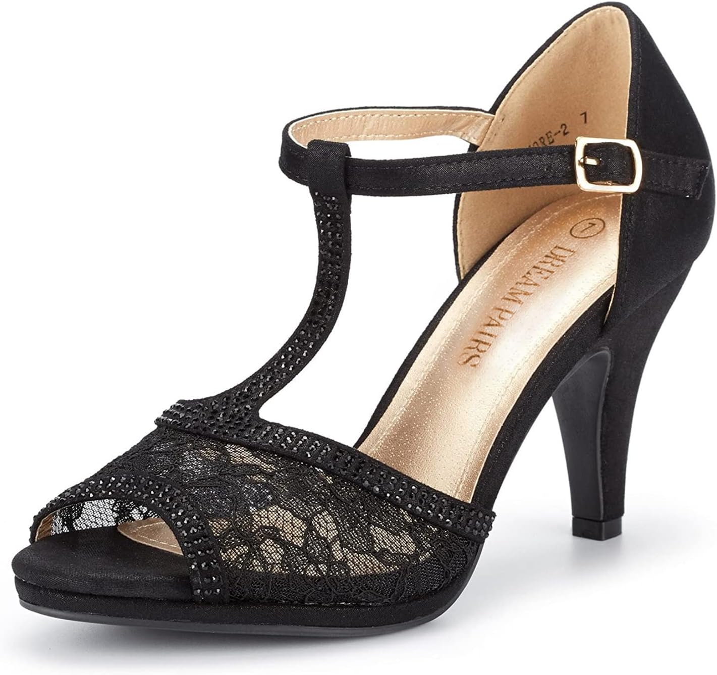 DREAM PAIRS Women's Open Toe Kitten Heel Sandals | Kitten Heel Sandals, Open Toe Pump Shoes,Adjustable T-Strap,,Suitable for Wedding Party Evening Prom Dance