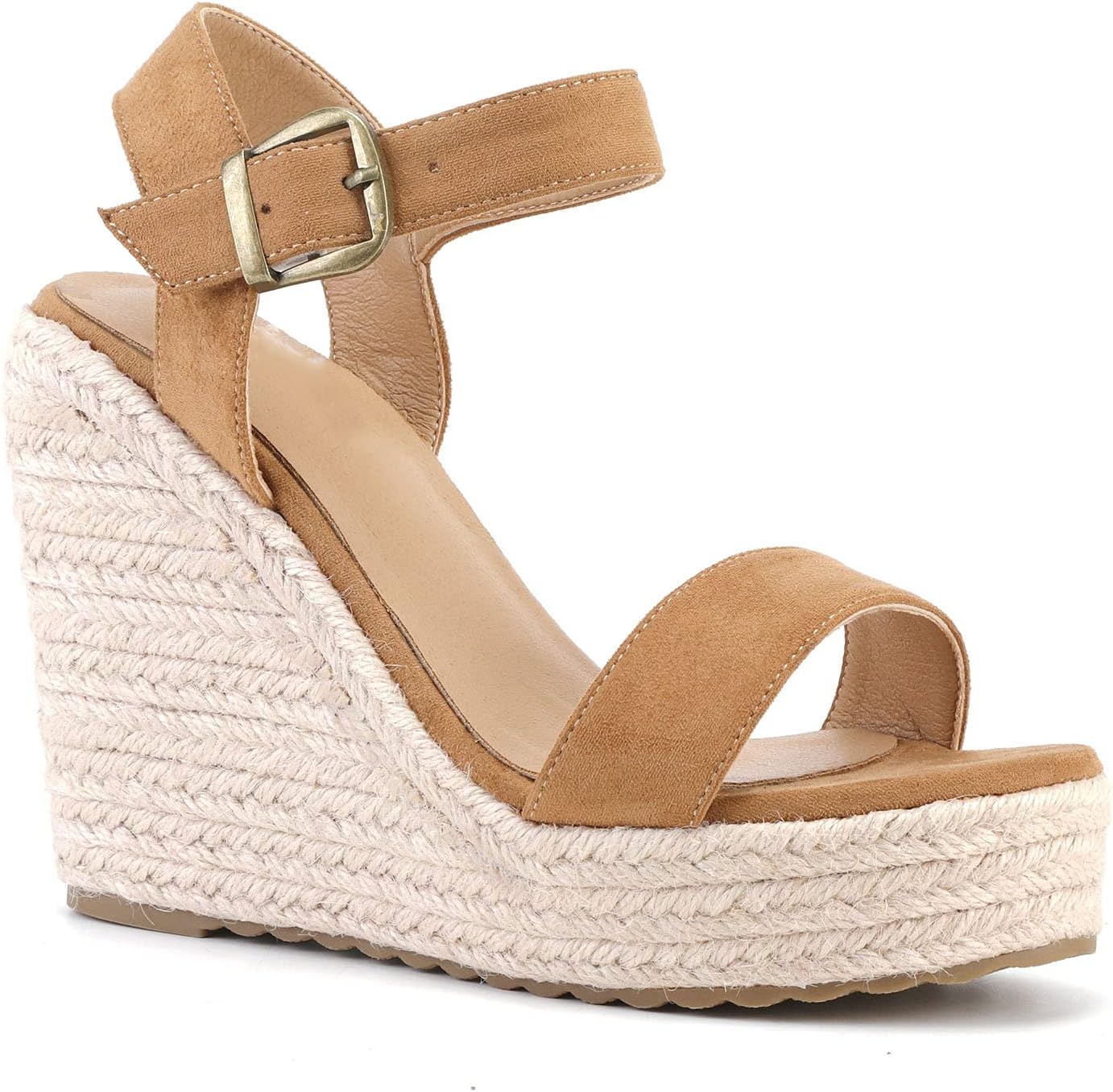 Wedges for Women, Espadrille Platform Sandals, Comfortable Open Toe Wedge Heels with Ankle Strap Buckle, Summer Vacation Casual Shoes