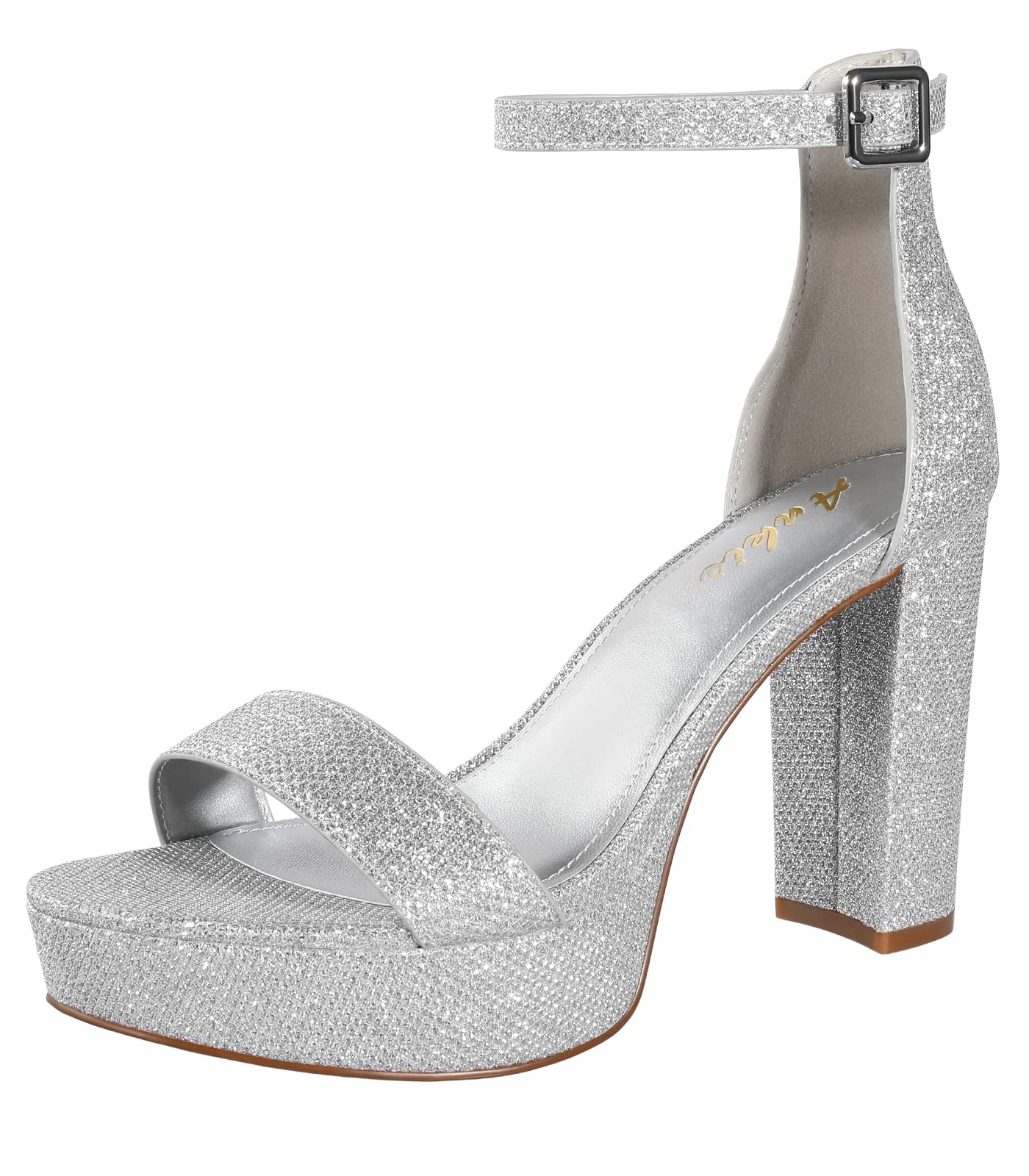 Ankis Chunky Platform Heels - 4 Inch Block Heeled Sandals for Women - Comfortable Open Toe Strappy Heels - Black, Nude, White, Silver, Gold - Summer Dress Shoes
