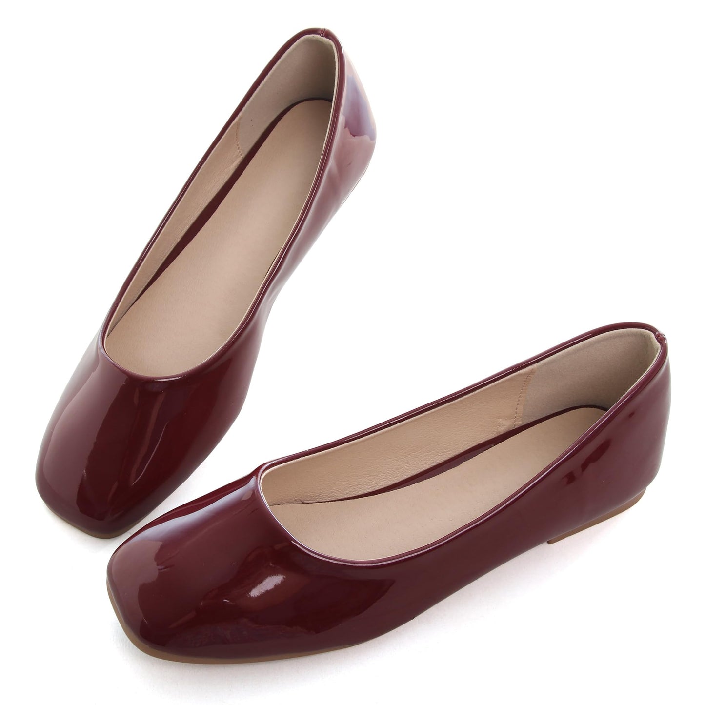 Dear Time Women's Casual Foldable Ballet Flats Square Toe Ballerina Flats Shoes Comfortable