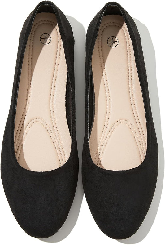 Shupua Flats for Women Round Toe Black Ballet Flats Dressy Work Shoes | Comfortable Womens Ballerina Dress Shoes, Slip On Casual Office Loafers, Comfort, Business, Wedding, Formal, Low Heel, Ladies
