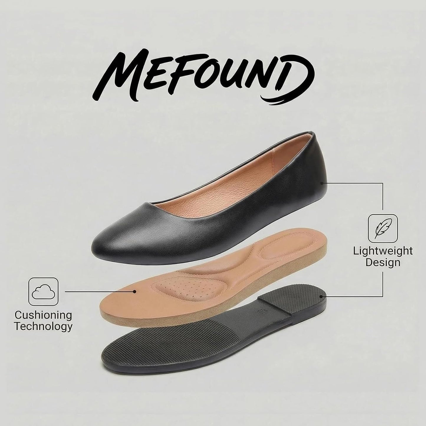 Women's Ballet Flats Shoes Dress Slip on Shoes | PU Leather Teacher Business Casual Loafers Non Slip Low Heel Dressy