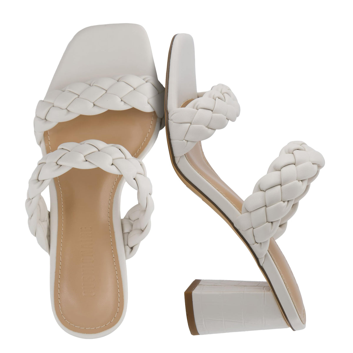 CUSHIONAIRE Irine Chunky Heels for Women, Braided Block Heel Sandals with Square Toe and Memory Foam