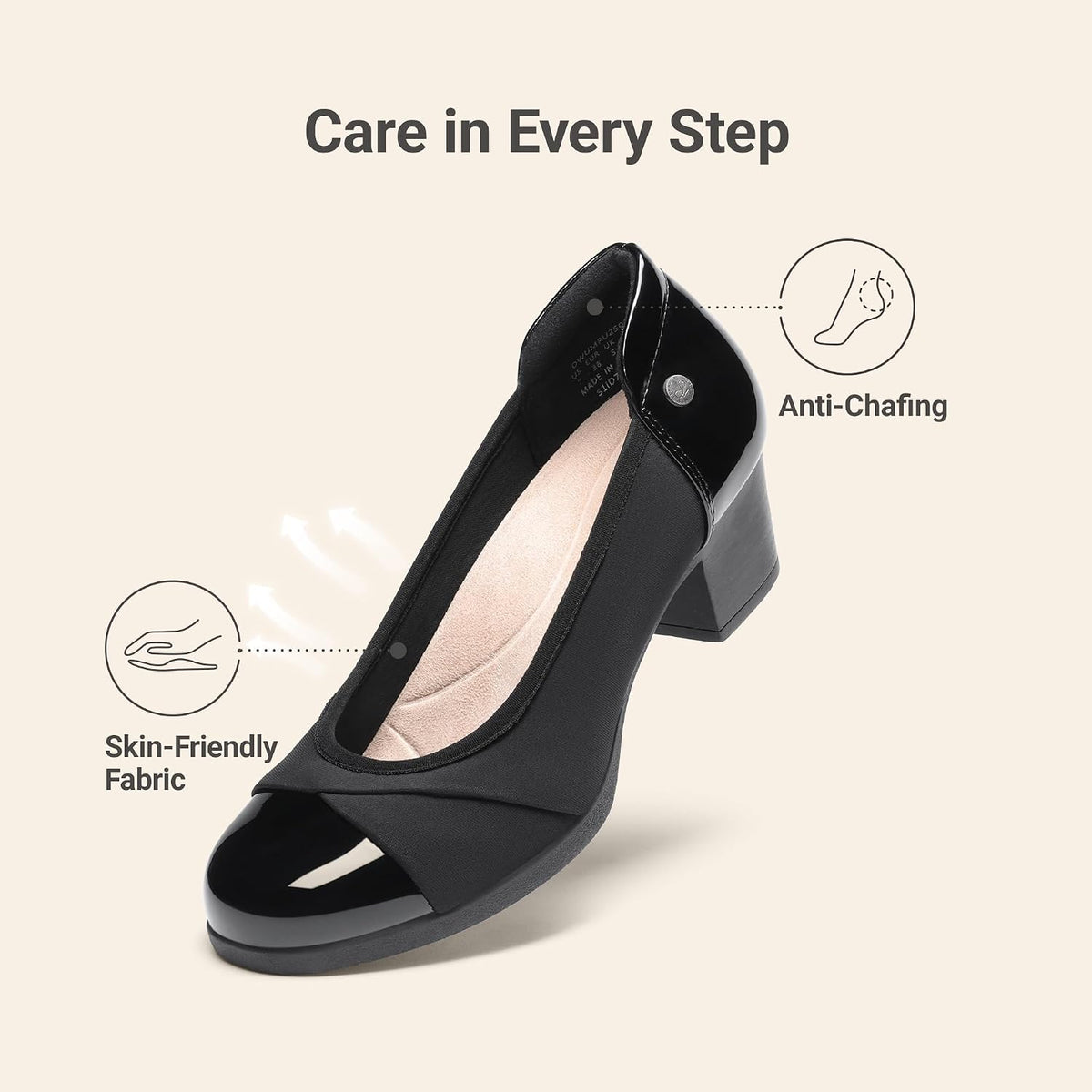 DREAM PAIRS Women's Pumps Low Chunky Arch Support Heels | Bunion-friendly with 3D cushioned insole and flexible anti-slip sole for all-day comfort, suitable for work and daily