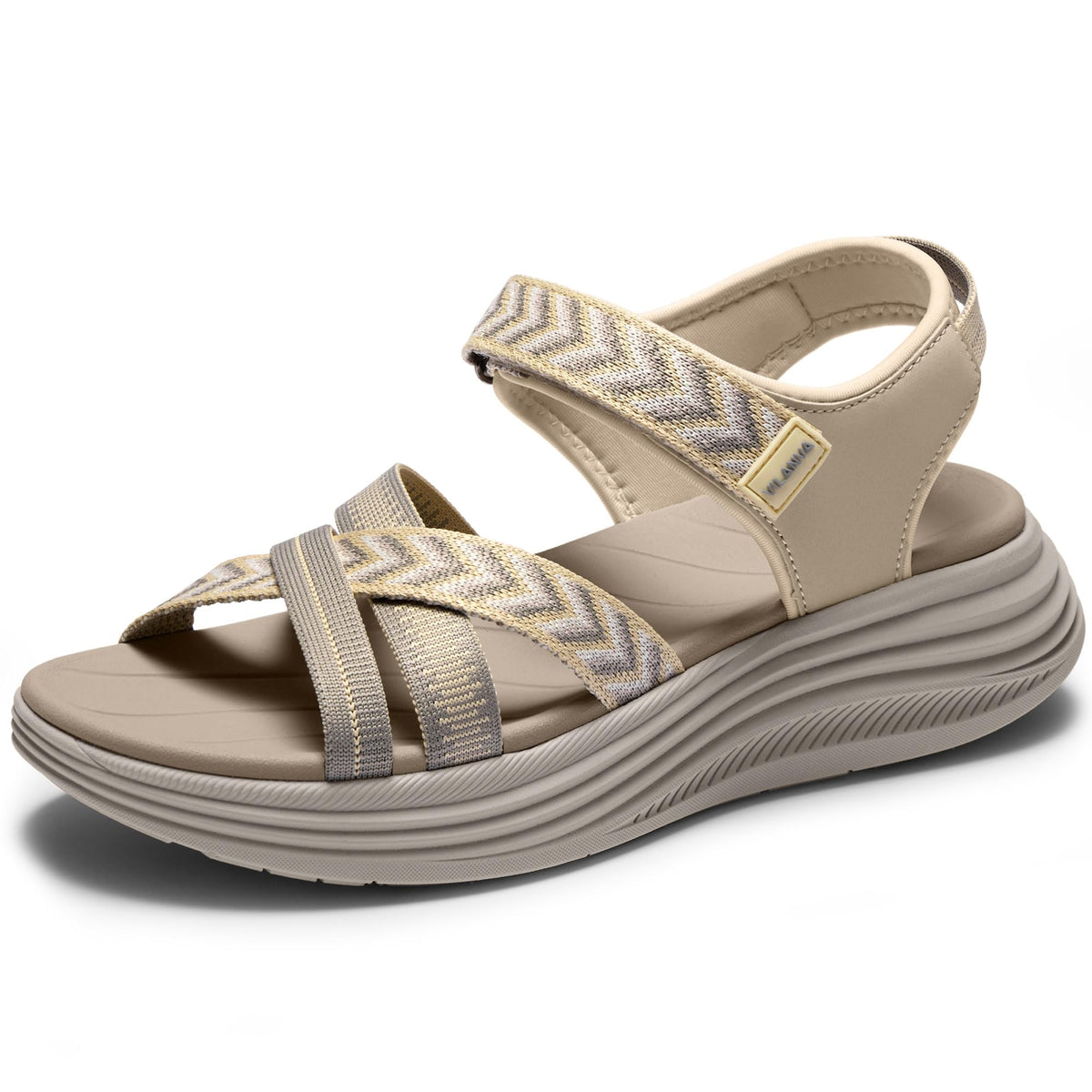 Vilanva Women's Comfortable Orthopedic Platform Walking Sandals with Arch Support Adjustable Buckle Cushioned Midsole for Plantar Fasciitis Relief Casual Sport Summer Outfits