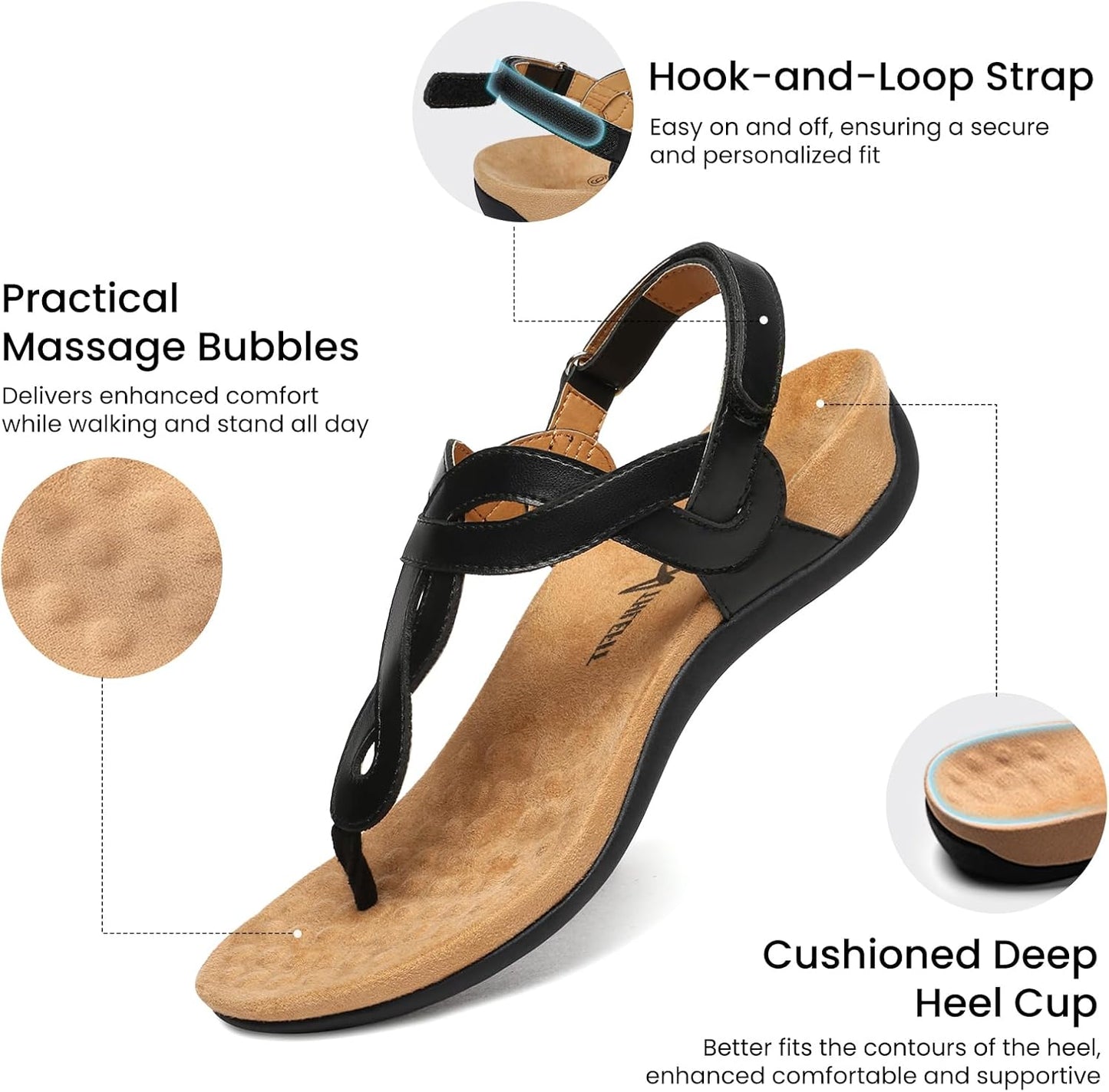 Athlefit Women's Orthopedic Flat Sandals with Arch Support