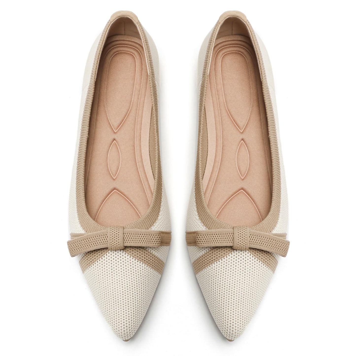 Flats for Women Pointed Toe Knit Foldable Ballet Flat Shoes | Stretch knit upper,built-in arch support,cushioned insole,foldable lightweight design,non-slip sole,office and casual wear