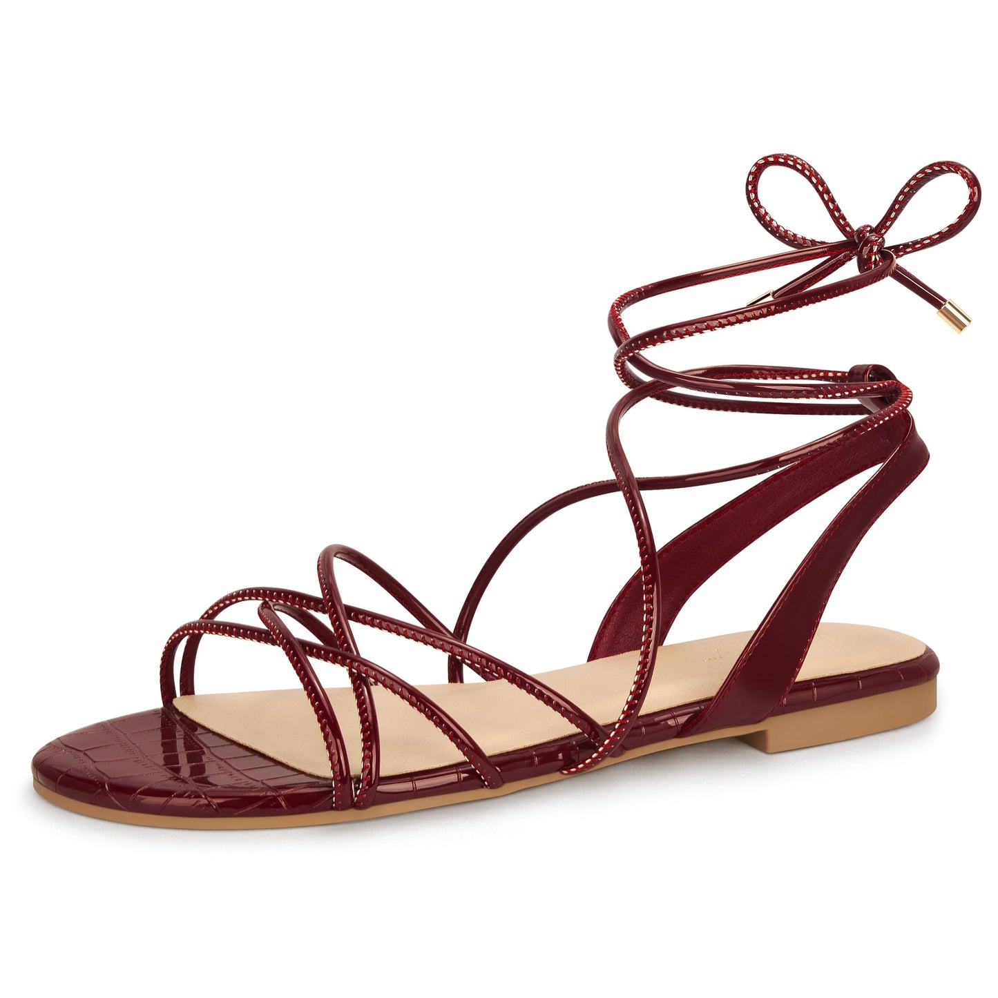 PARTY Women's Strappy Sandals Gladiator Lace Up Flats Summer Wrap Open Toe Tie Up Shoes