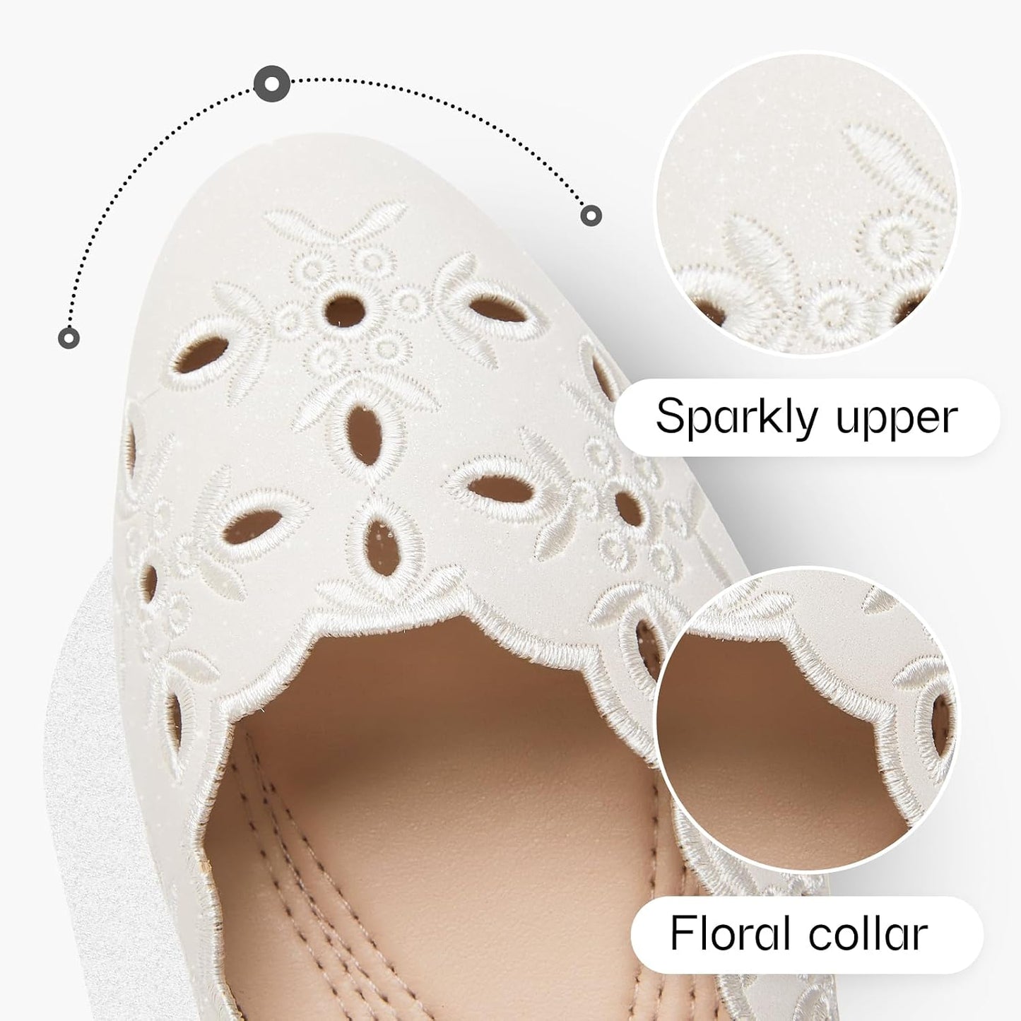 Shupua Womens Flats Ballet Flats for Women Comfortable Slip on Dress Shoes | Dressy Casual Loafers, Breathable, Summer, Round Toe, PU Leather, Floral Eyelets, Comfort, Close Toe, Ladies
