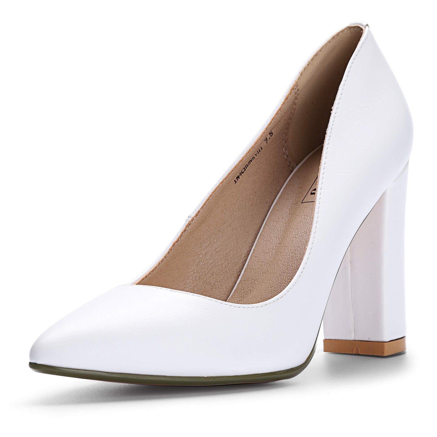 IDIFU Women's IN4 Chunky High Heels Closed Pointed Toe Pumps | Formal Block Heel Office Business Wedding Dress Shoes for Women Ladies