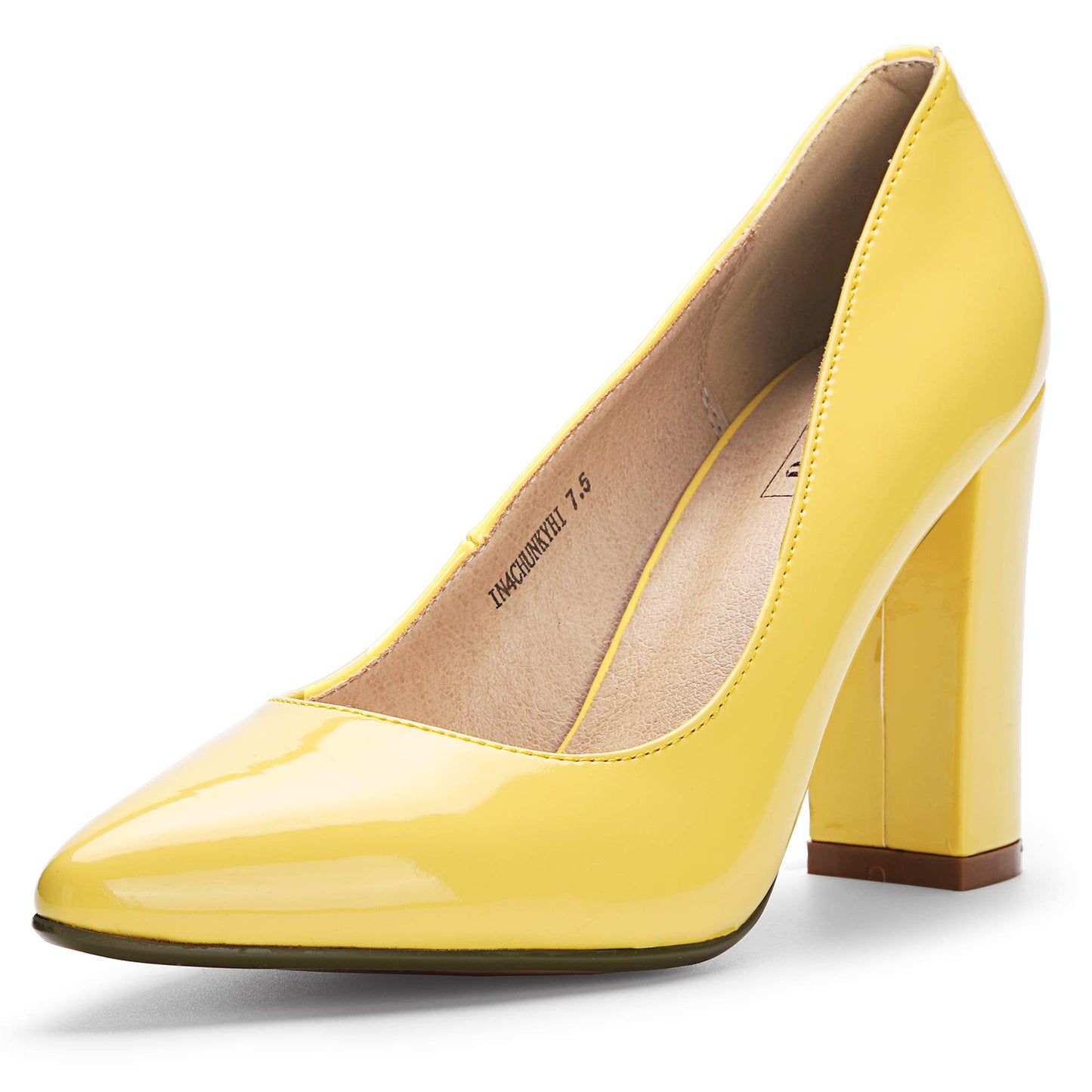 IDIFU Women's IN4 Chunky High Heels Closed Pointed Toe Pumps | Formal Block Heel Office Business Wedding Dress Shoes for Women Ladies
