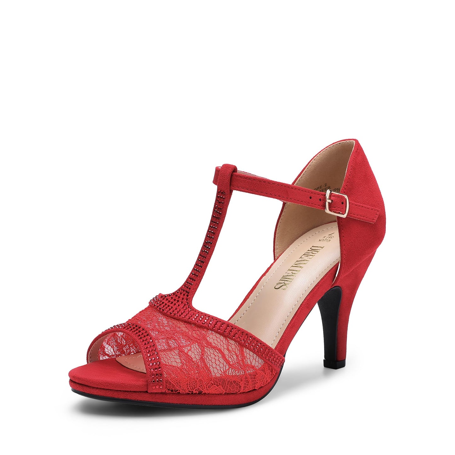 DREAM PAIRS Women's Open Toe Kitten Heel Sandals | Kitten Heel Sandals, Open Toe Pump Shoes,Adjustable T-Strap,,Suitable for Wedding Party Evening Prom Dance