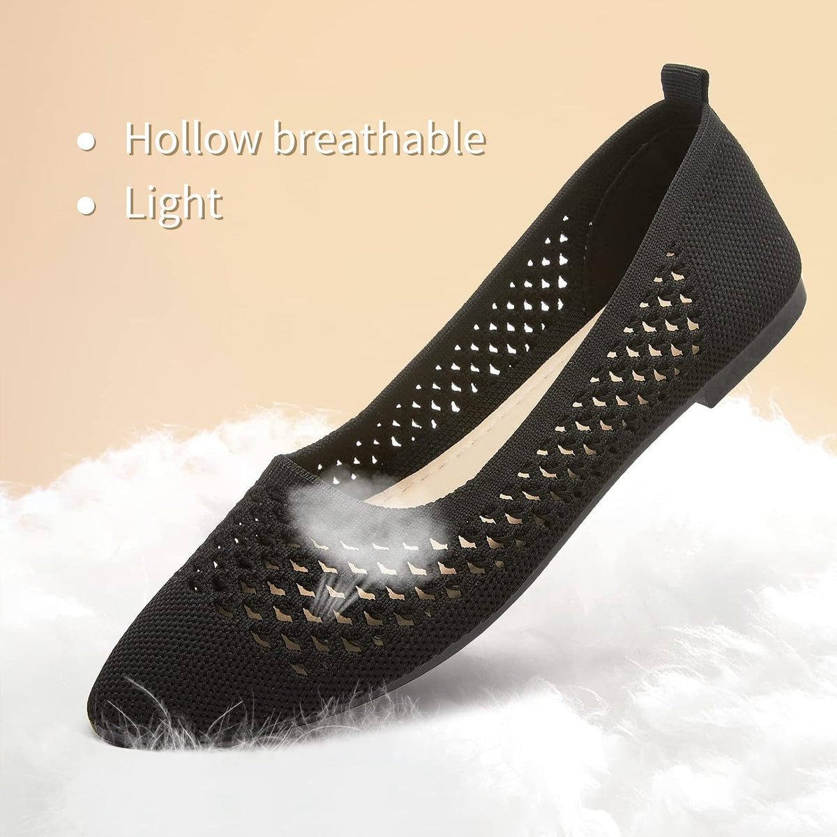 hash bubbie Women's Mesh Flats Shoes Ballet Dress Shoes | knit dressy slip on business non slip breathable casual comfortable pointed toe loafers