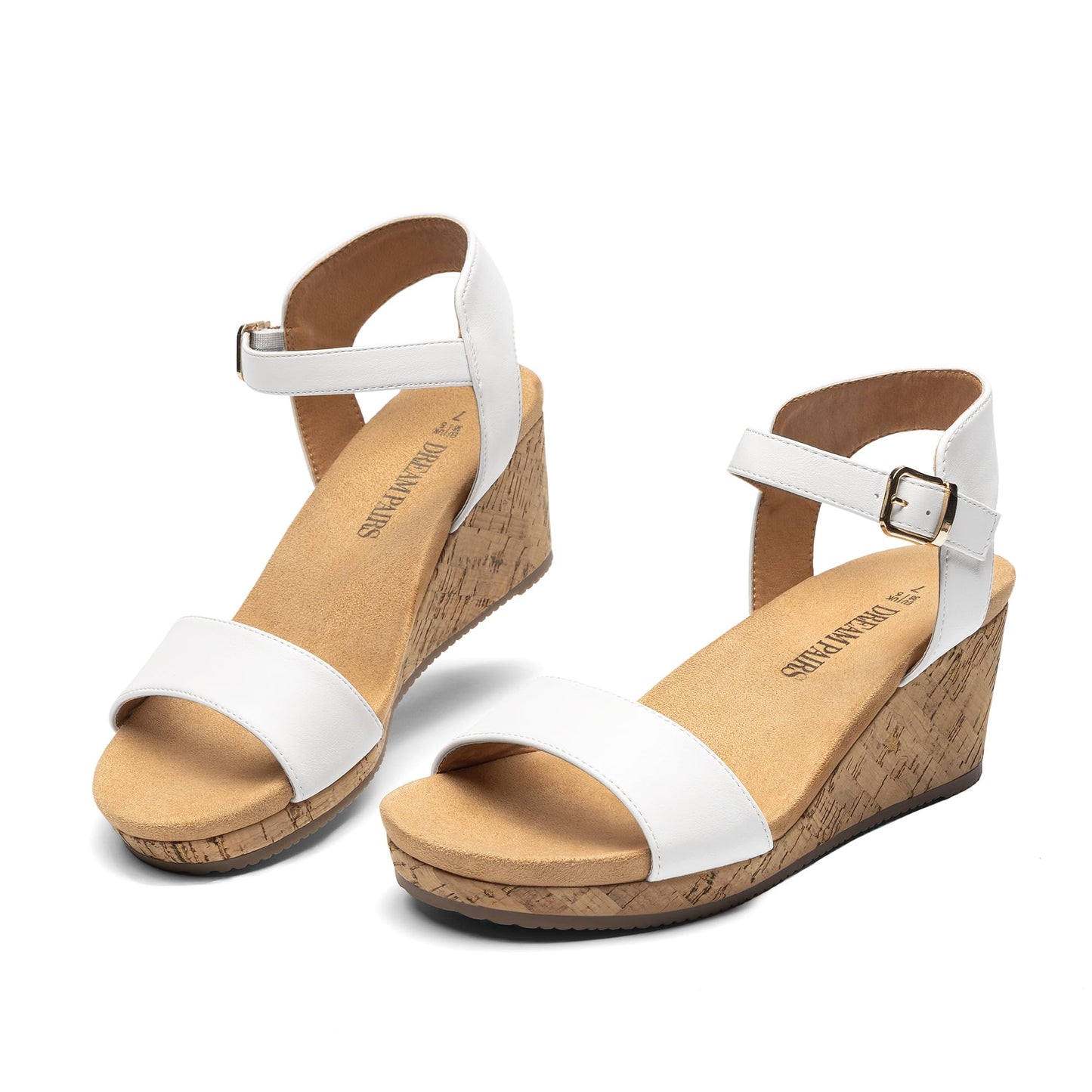 DREAM PAIRS Womens Cushioned Platform Wedge Sandals | 3inch dressy cork wedge heel with soft comfort foam insole non-slip outsole adjustable ankle strap for summer