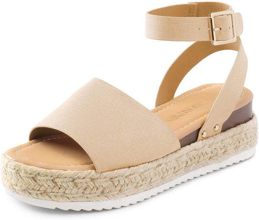DREAM PAIRS Women's Platform Espadrille Wedge Sandals | Adjustable ankle strap with cushioned footbed for comfortable walking, vacation, beach outing and summer events