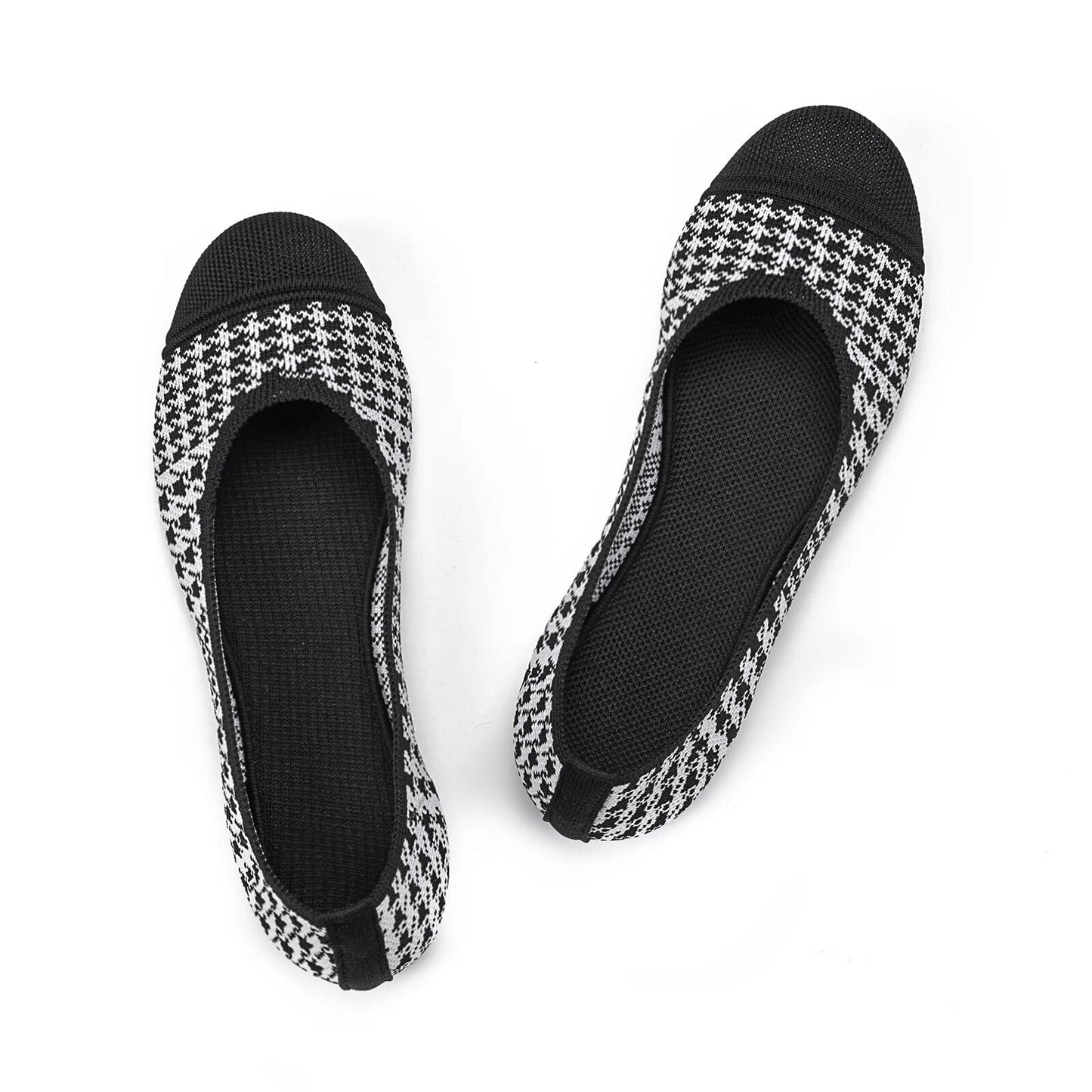 Frank Mully Women’s Ballet Flat Shoes Knit Dress Shoes Round Toe Slip On Ballerina Flats for Woman Low Wedge Comfort Soft