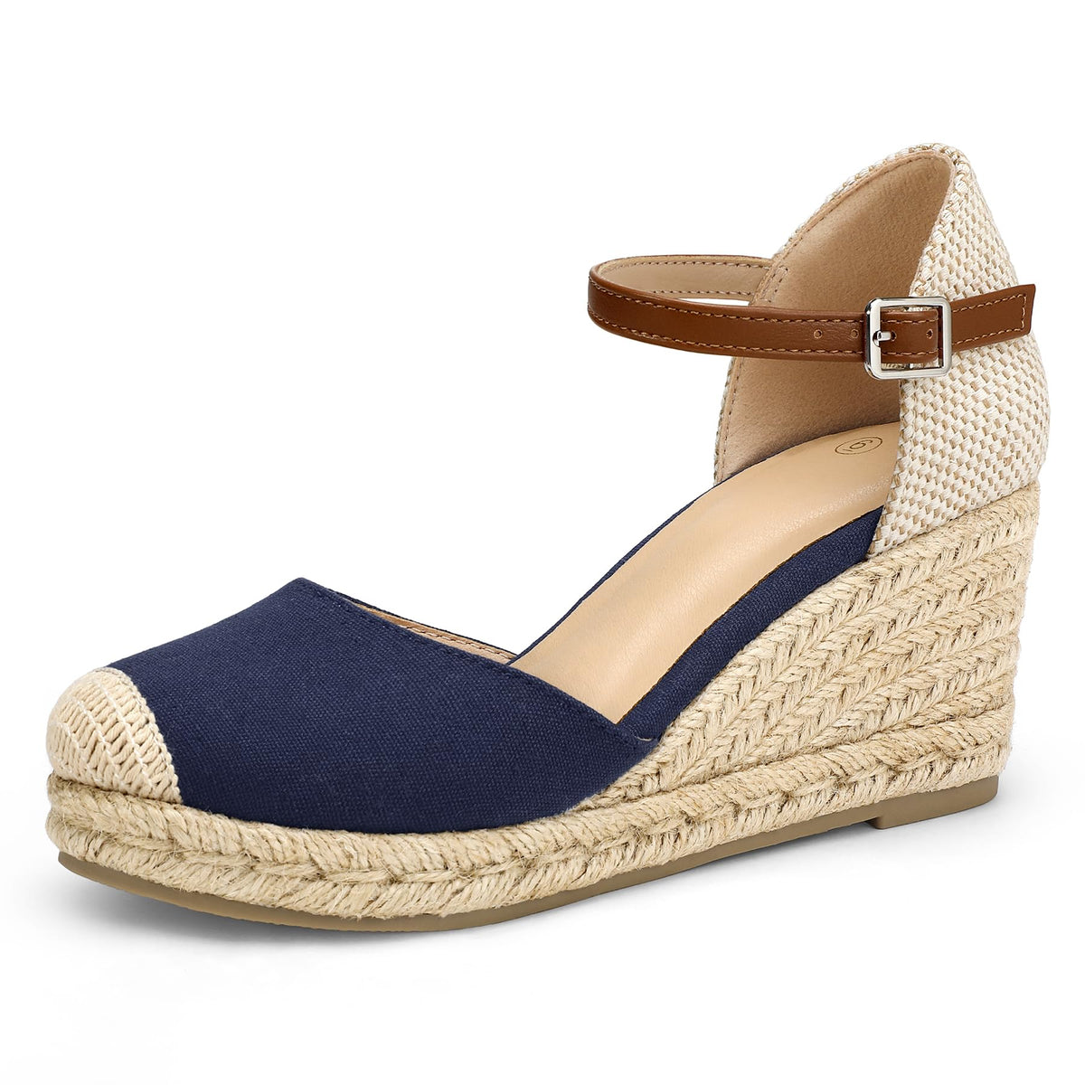 mysoft Women's Platform Espadrille Wedge Sandals Closed Toe Summer Shoes | Comfortable Fit,2.76 Inch Heel,Breathable,Adjustable Ankle Strap Buckle,Non-Slip Rubber,Casual Walking Vacation