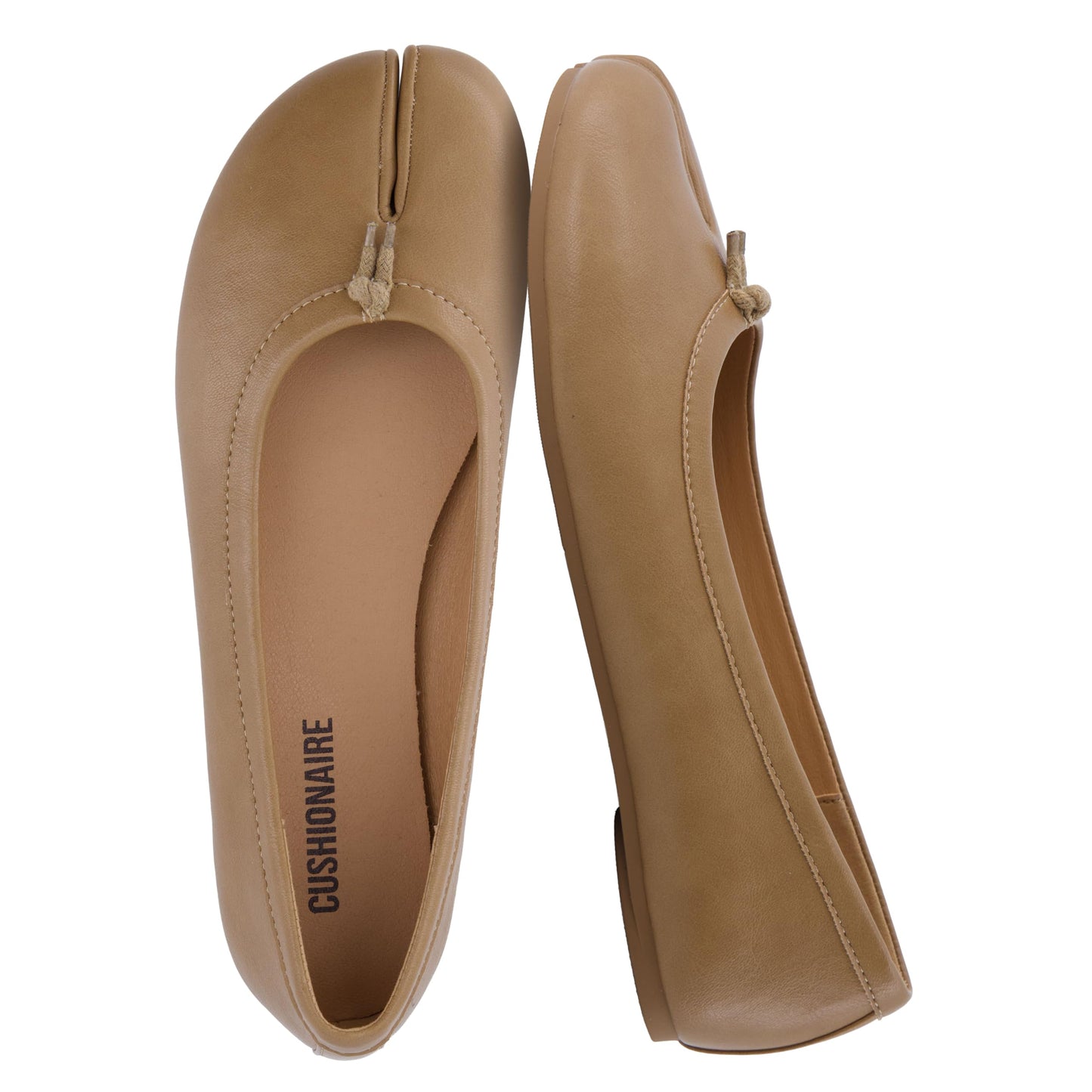 CUSHIONAIRE Maki Tabi Flats for Women, Split Toe Ballet Flats with Flexible Sole and Cushioned Footbed