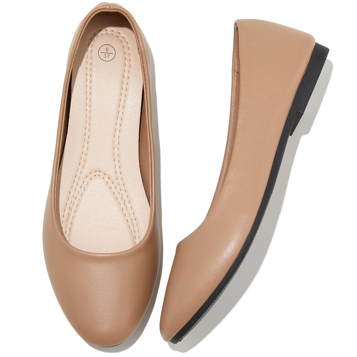 Women's Ballet Flats Shoes Dress Slip on Shoes | PU Leather Teacher Business Casual Loafers Non Slip Low Heel Dressy