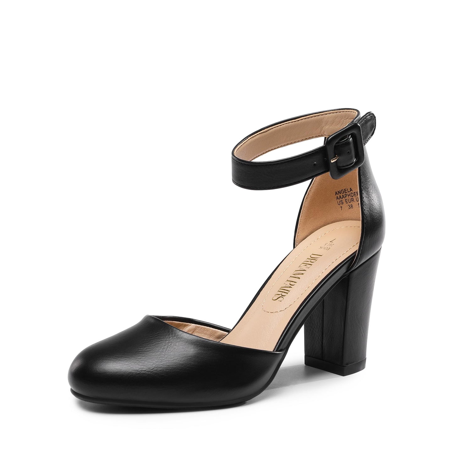 DREAM PAIRS Women's High Heel Chunky Pumps Shoes | Ankle Strap Closed Round Toe Chunky Heels Wedding Pumps Shoes for Women