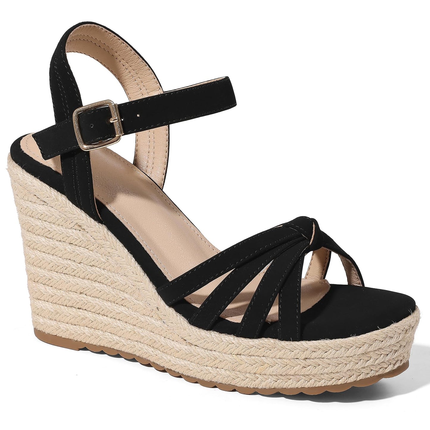 mikarka Wedge Heels Sandals for Women: Open Toe Platform Espadrilles Wedges | Comfortable Beach Summer Shoes, Adjustable Buckle Strap, Cushioned Insole for Daily Wear, Dressy, Casual & Vacation