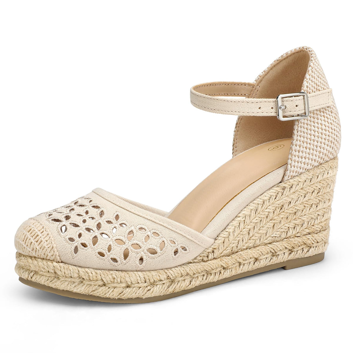 mysoft Women's Platform Espadrille Wedge Sandals Closed Toe Summer Shoes | Comfortable Fit,2.76 Inch Heel,Breathable,Adjustable Ankle Strap Buckle,Non-Slip Rubber,Casual Walking Vacation