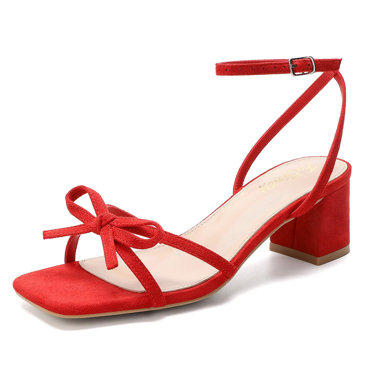 Women's Bow Strappy Low Heels | Block Chunky, Square Open Toe, Dress Sandals, Wedding Party
