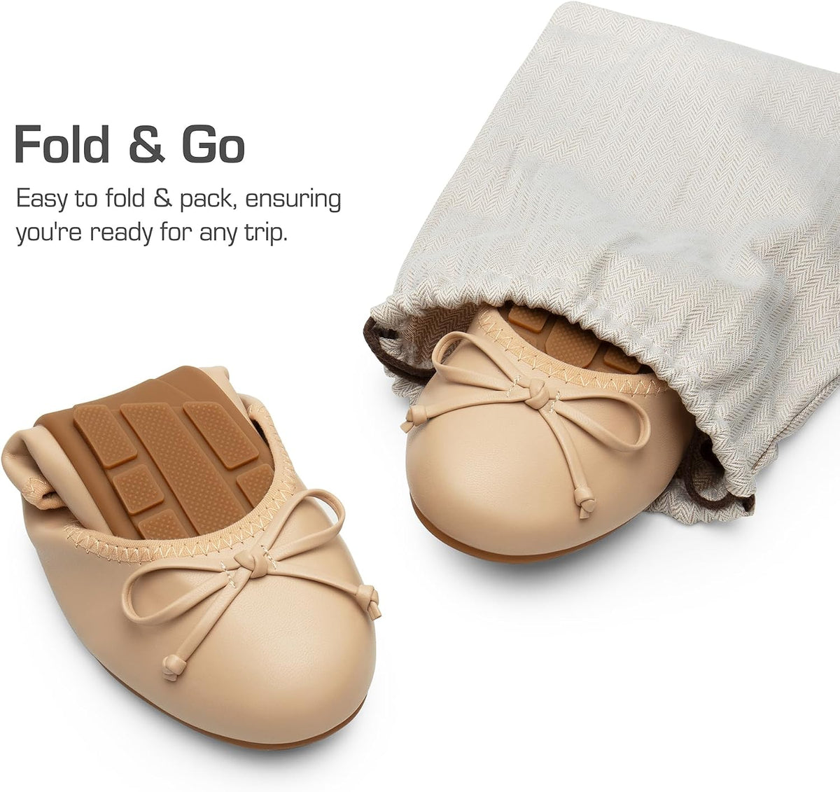 DREAM PAIRS Women's Foldable Bowknot Ballet Flats | Light Weight, Slip-On Dress Shoes, Round Toe, Offer all-day comfort for long walking, standing, dancing