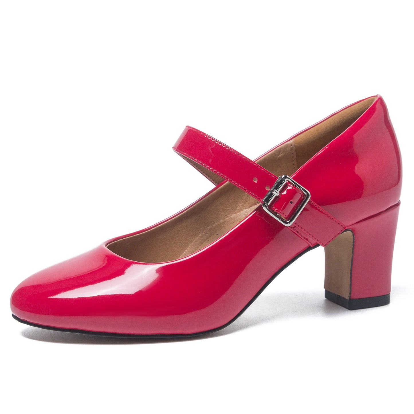 MAIERNISI JESSI Women's Mary Jane Pumps, 2.36 Inch Block Heel, Ankle Strap with Buckle, Closed Toe