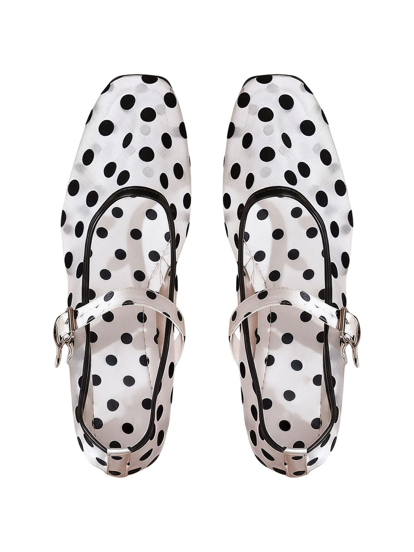 BEAUDRM Women's Polka Dots Mesh Ballet Flats Cute Lace Ballerina Flats | Closed Toe, Square Maryjane Flat, Dressy Casual Work Shoes, Leopard, Lace, Floral, Wedding