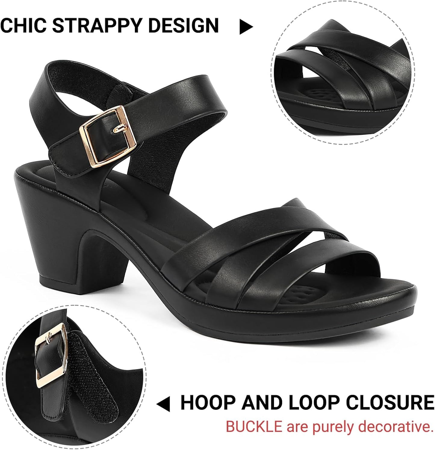 Women's Platform Sandals Dressy: Crisscross Hoop & Loop Block Heels | Chunky Low Heels Strappy Sandals For Women Open Toe Ankle Strap Comfortable Casual Fashion Wedding Party Work Office