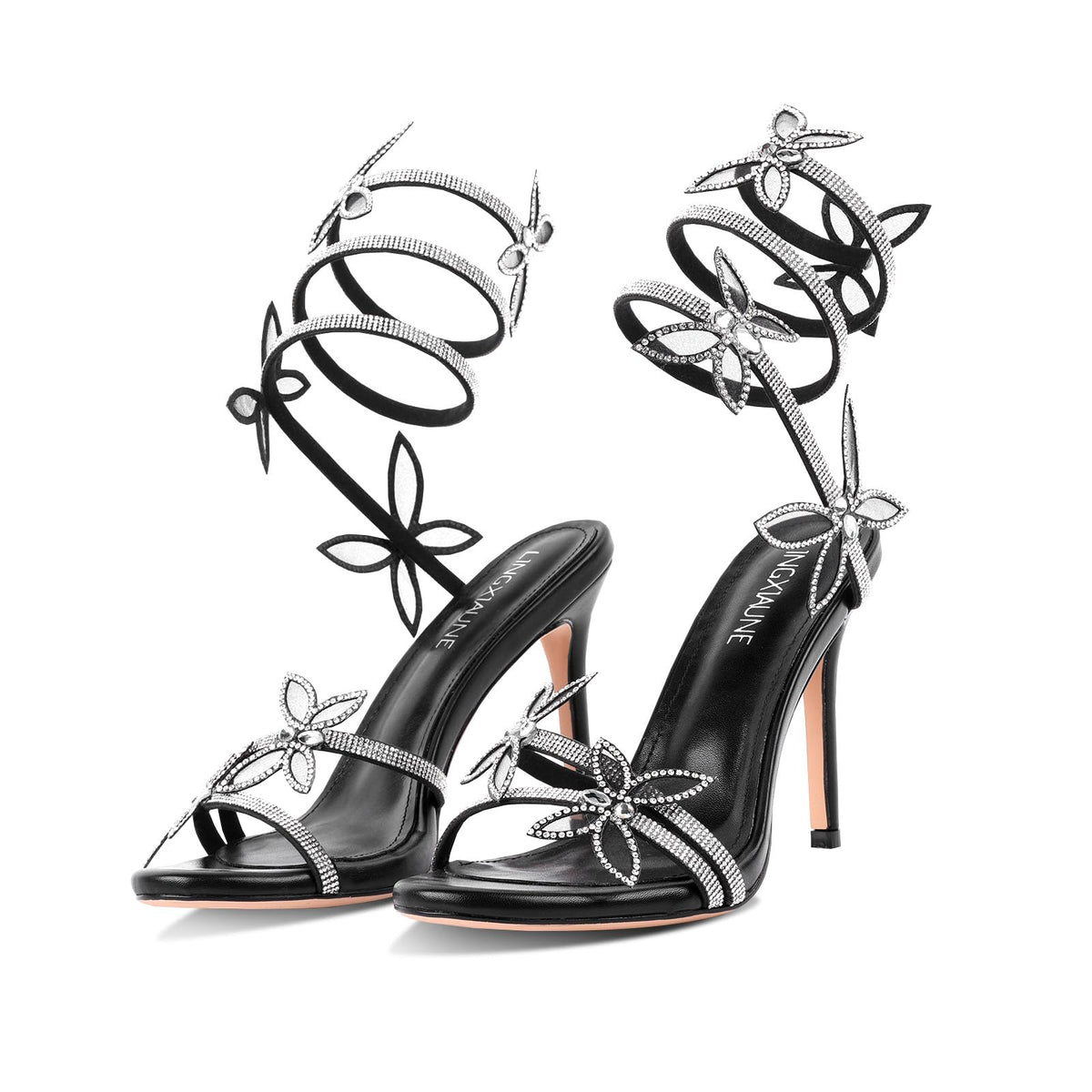 perixir Gold Heels for Women, High Heels with Spiral, 4.17" Stiletto Heeled Sandals for Dressy Women, Lace Up Sandals Comfortable Slingback Sandal