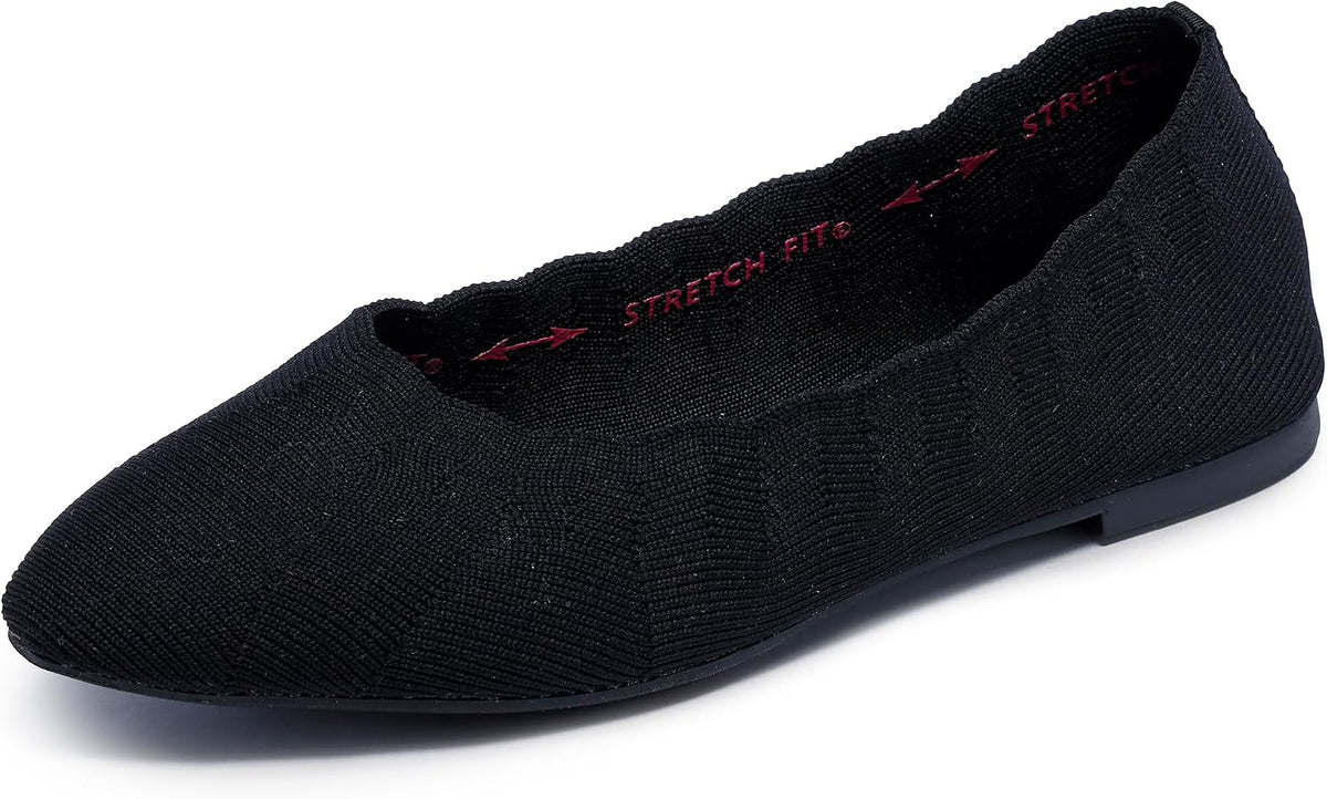 Skechers Women's Cleo Bewitch Ballet Flat | Modern Comfort Casual, Air-Cooled Memory Foam, Stretch Fit, Machine Washable, Vegan