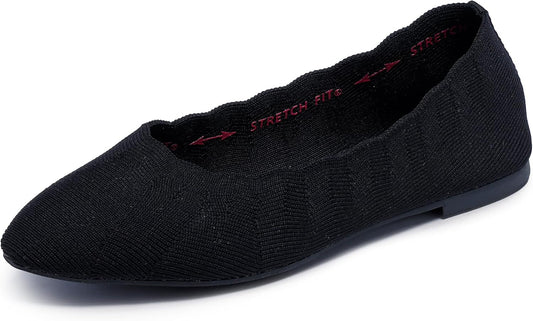 Skechers Women's Cleo Bewitch Ballet Flat | Modern Comfort Casual, Air-Cooled Memory Foam, Stretch Fit, Machine Washable, Vegan
