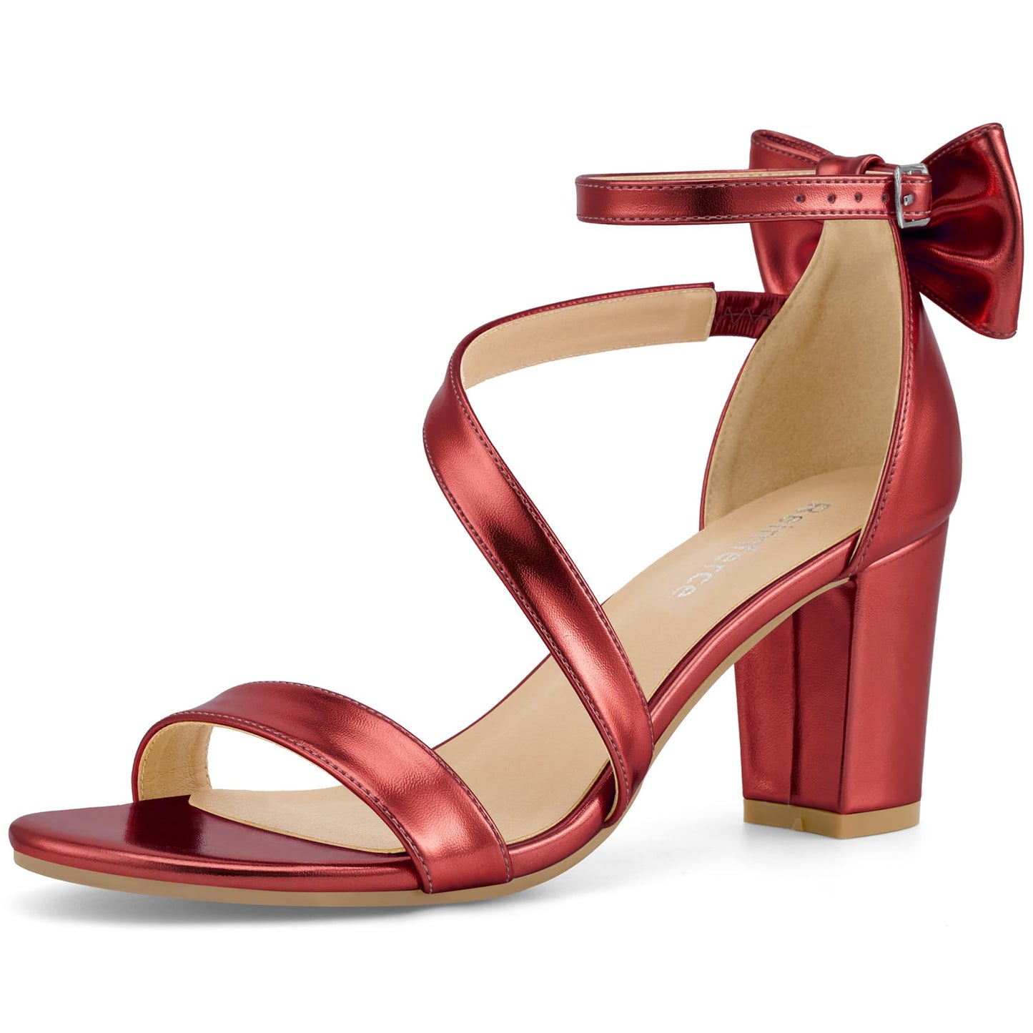 Reimferce Comfortable Block Heels for Women: 3.14" Stable Walk for Confidence on Wedding - Elegant Bow Ankle Strap & Cushioned Insole for Bride & Bridesmaids