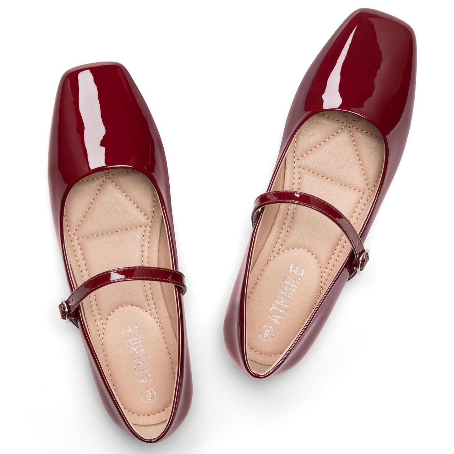 Women‘s Mary Jane Shoes, Ballet Flats for Women, Square Toe Shoes for Women | Comfortable Dressy Adjustable Buckle Strap for Work Office business Casual, Memory Foam PU Sole Slip Resistant Wedding Party