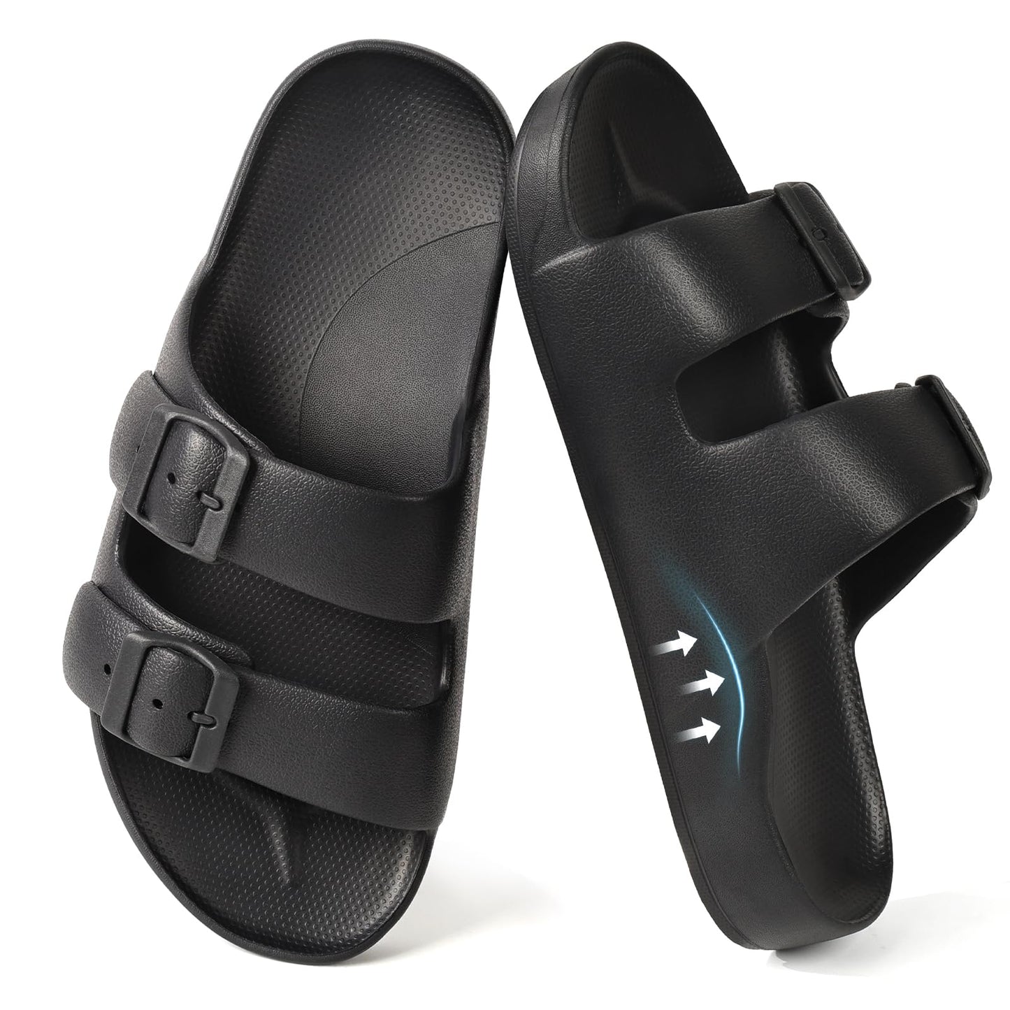 Women's Sandals with Arch Support Lightweight EVA Comfortable Slides Summer Beach Sandals with Adjustable Buckle