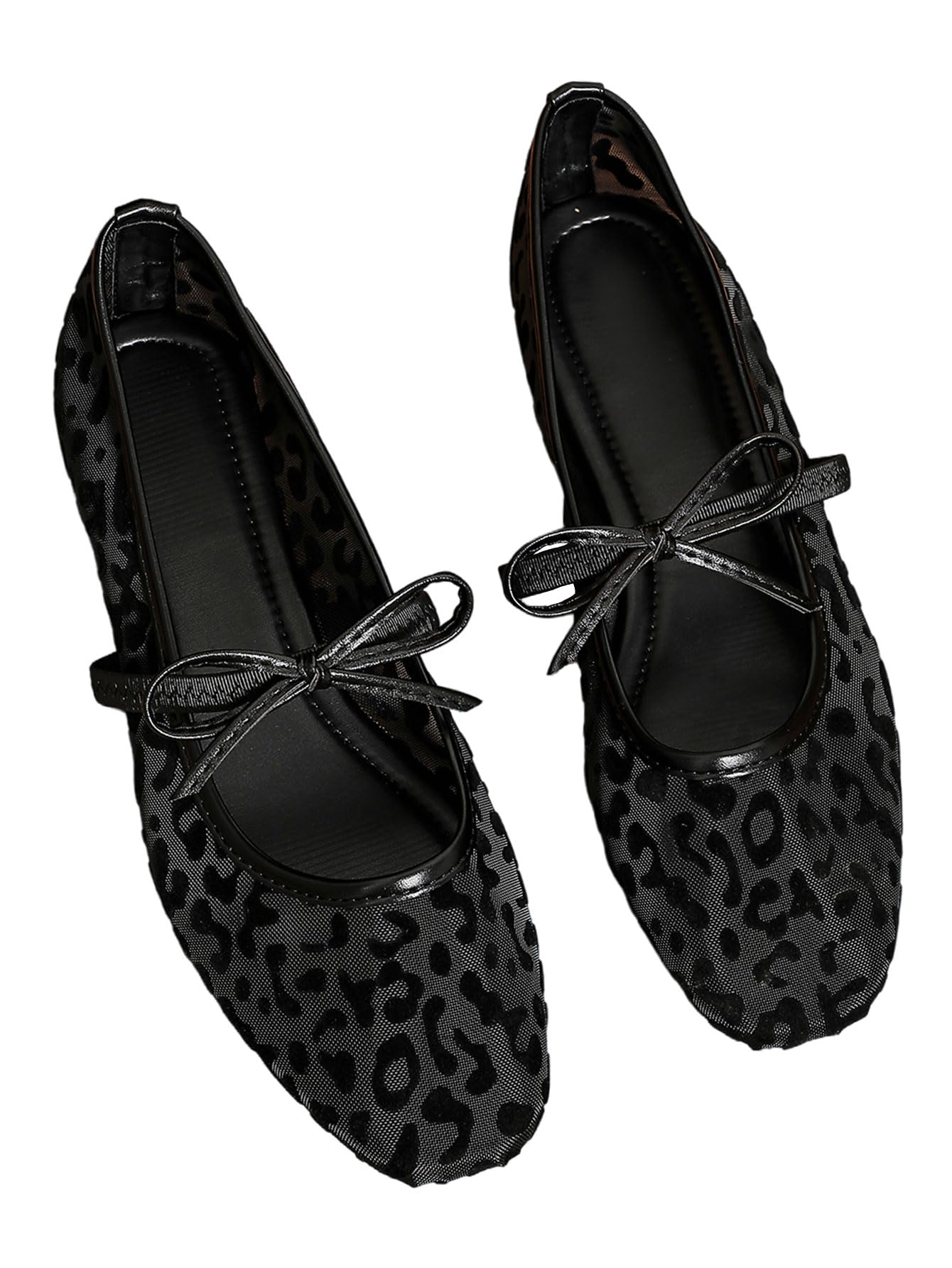 BEAUDRM Women's Polka Dots Mesh Ballet Flats Cute Lace Ballerina Flats | Closed Toe, Square Maryjane Flat, Dressy Casual Work Shoes, Leopard, Lace, Floral, Wedding