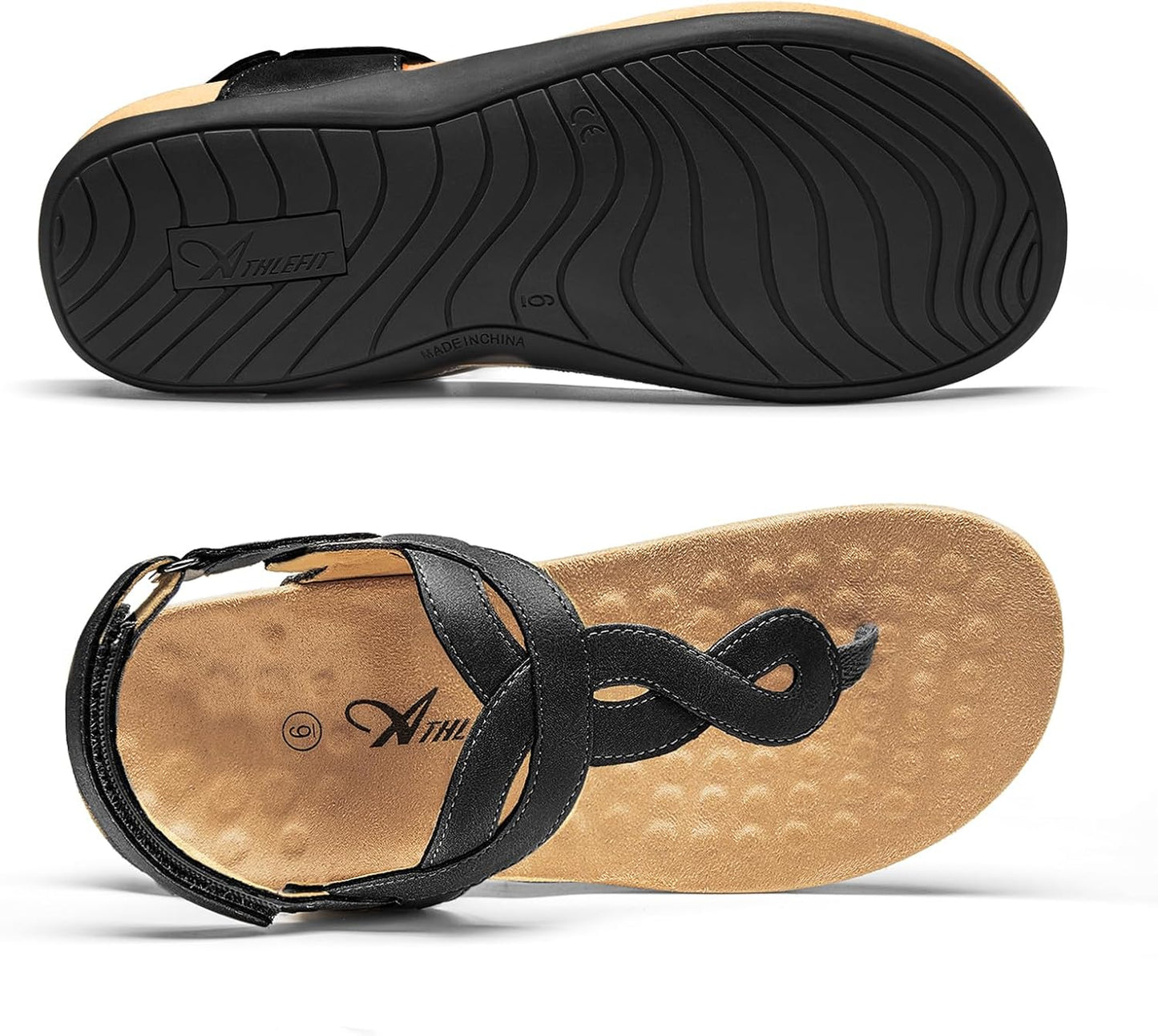 Athlefit Women's Orthopedic Flat Sandals with Arch Support