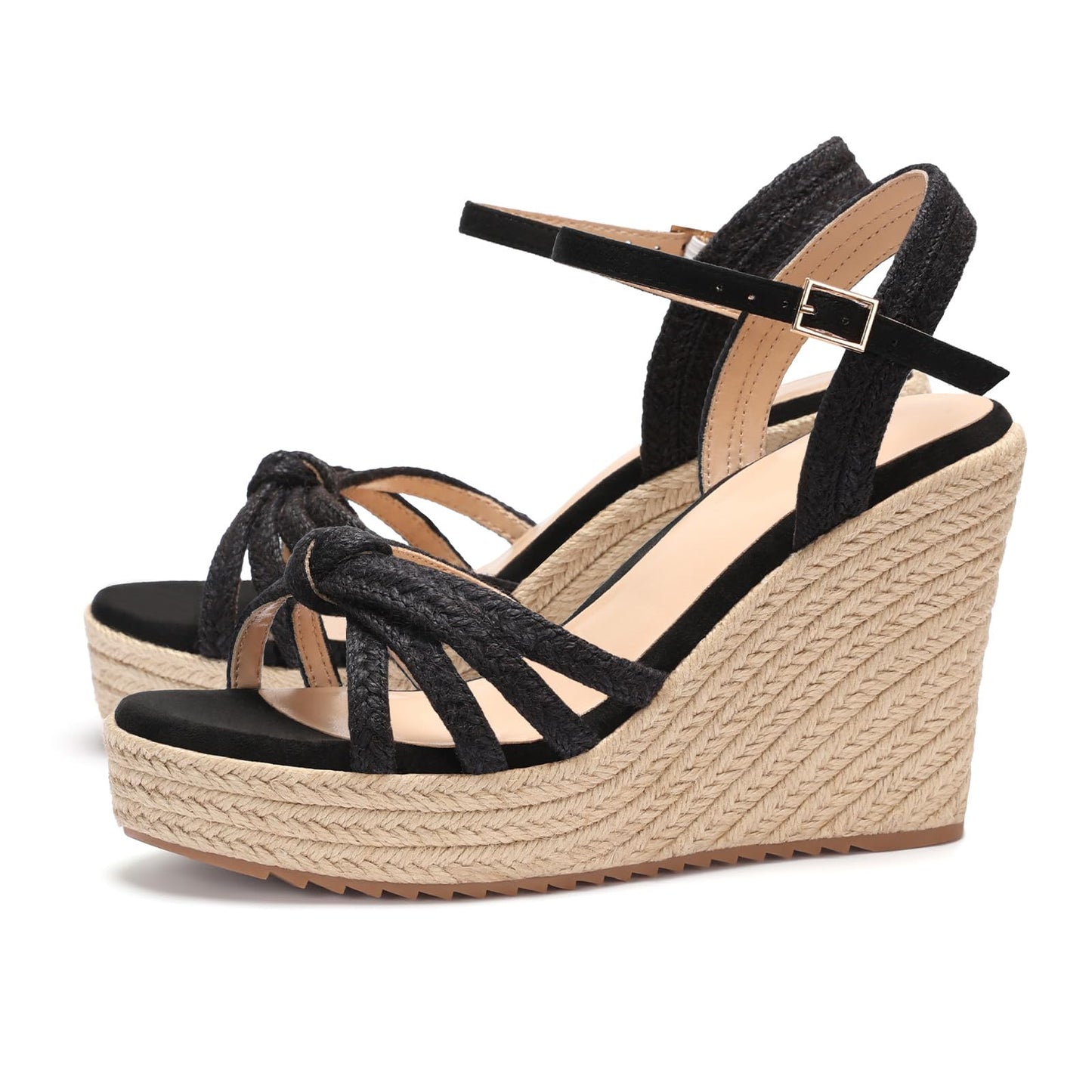 VICKI·VICKI Wedges for Women Platform Sandals Wedge Heels for Sandals Comfortable Summer Espadrille Shoes Ankle Strap&Open Toe