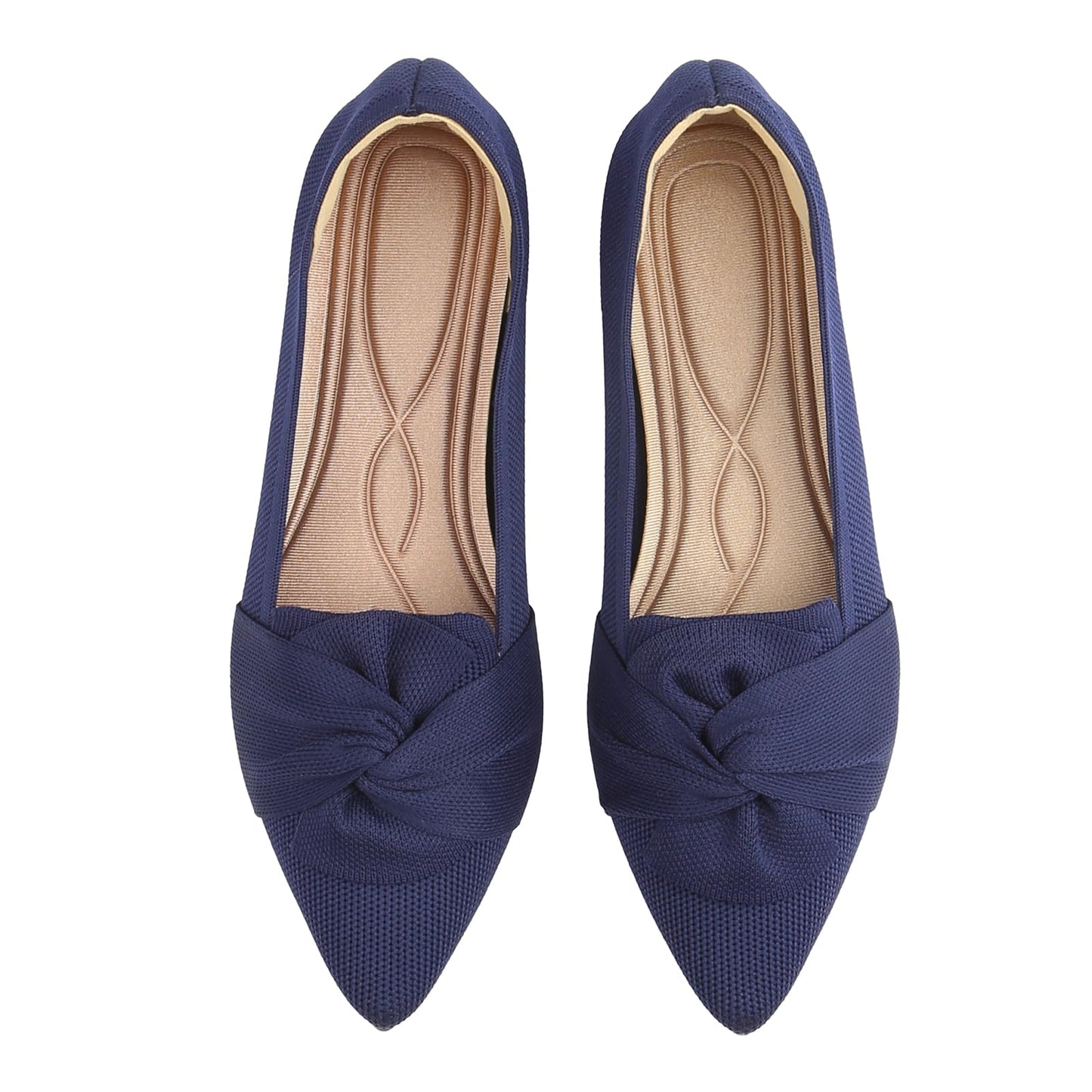 HIULYCENCE Flats for Women Pointed Toe Ballet Flats | Comfortable Knit Breathable Dressy Casual Flats with Bow for Business Work Office Walking Flat Shoes